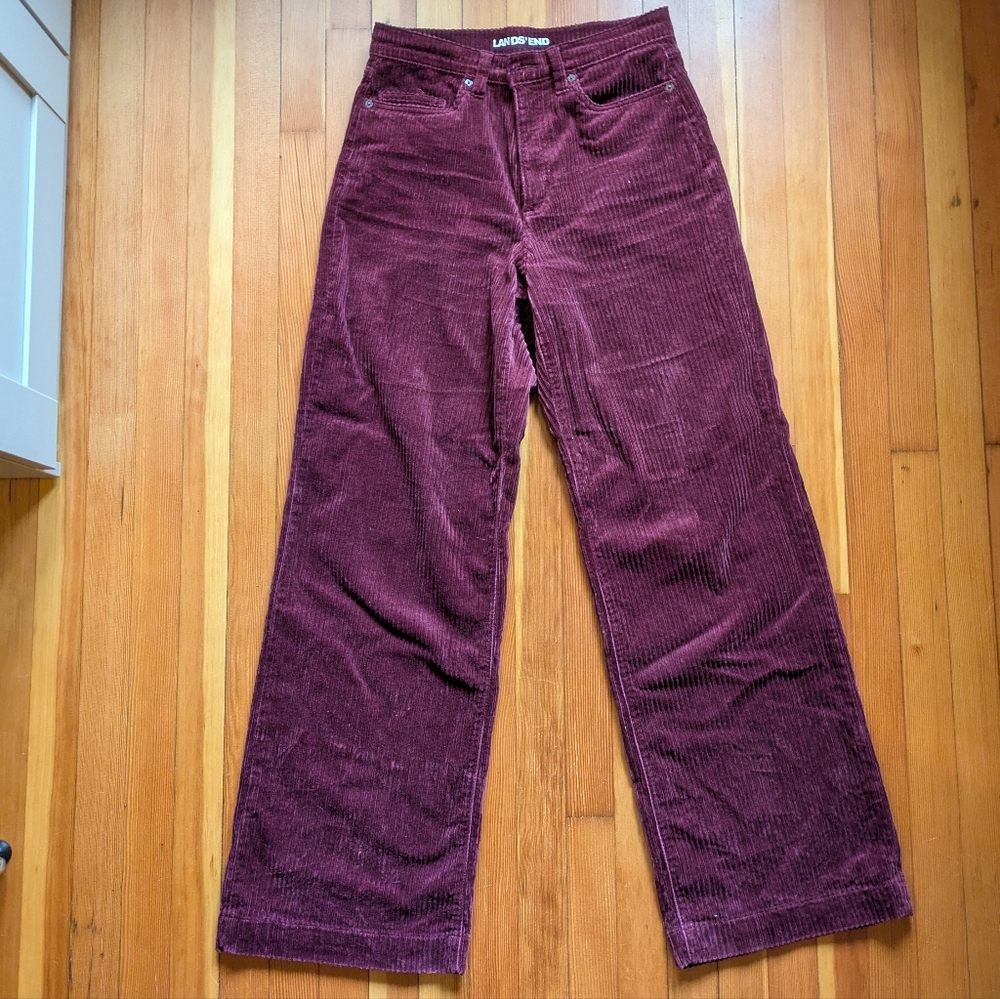 Lands' End Corduroy Pants in Burgundy